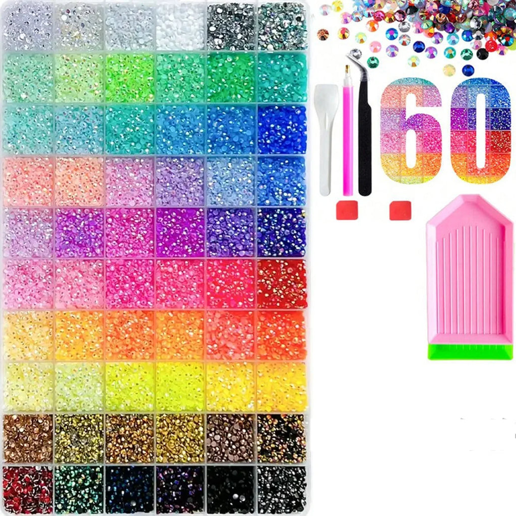 Bedazzling Kit 60 Colors Jelly Resin Rhinestones | 3mm Multicolor Flatback Gems for Crafting,Clothes Nail Diamond Art，Gifts