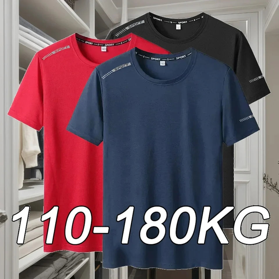 Plus Size 5XL 6XL 7XL Men's T-Shirts Quick Dry Short Sleeve Tees Gym Jerseys Fitness Trainer Running Top Sportswear Male Clothes