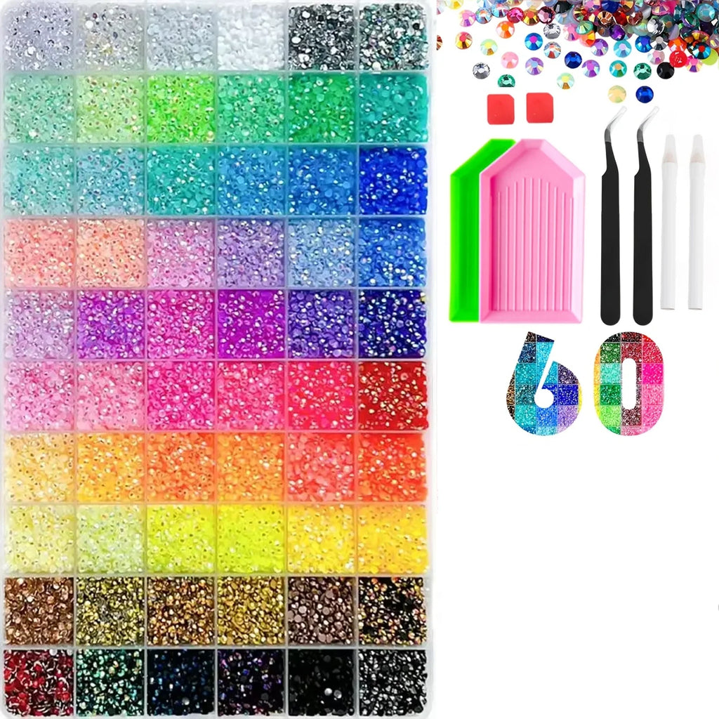 Bedazzling Kit 60 Colors Jelly Resin Rhinestones | 3mm Multicolor Flatback Gems for Crafting,Clothes Nail Diamond Art，Gifts