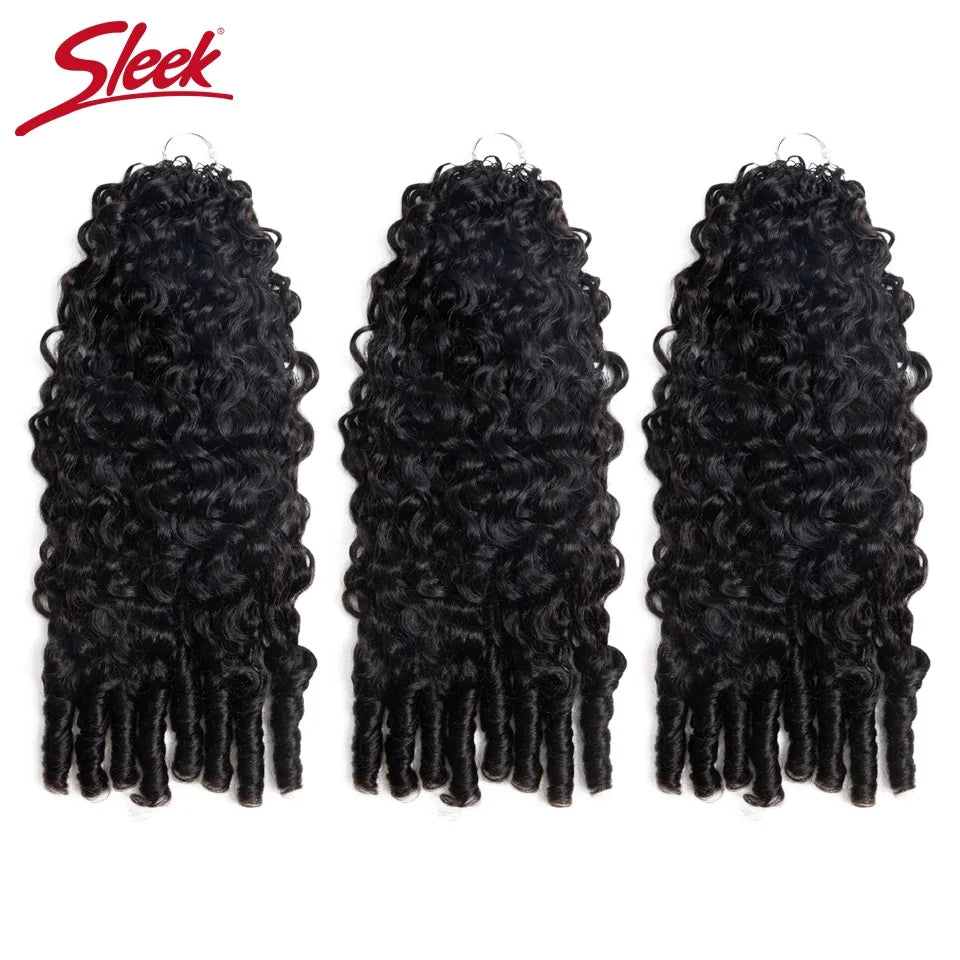 Sleek Human Hair Pre-looped Feather Crochet Extension Natural Black Burmese Curly Pre-Separated Knotless Invisible Crochet Hair