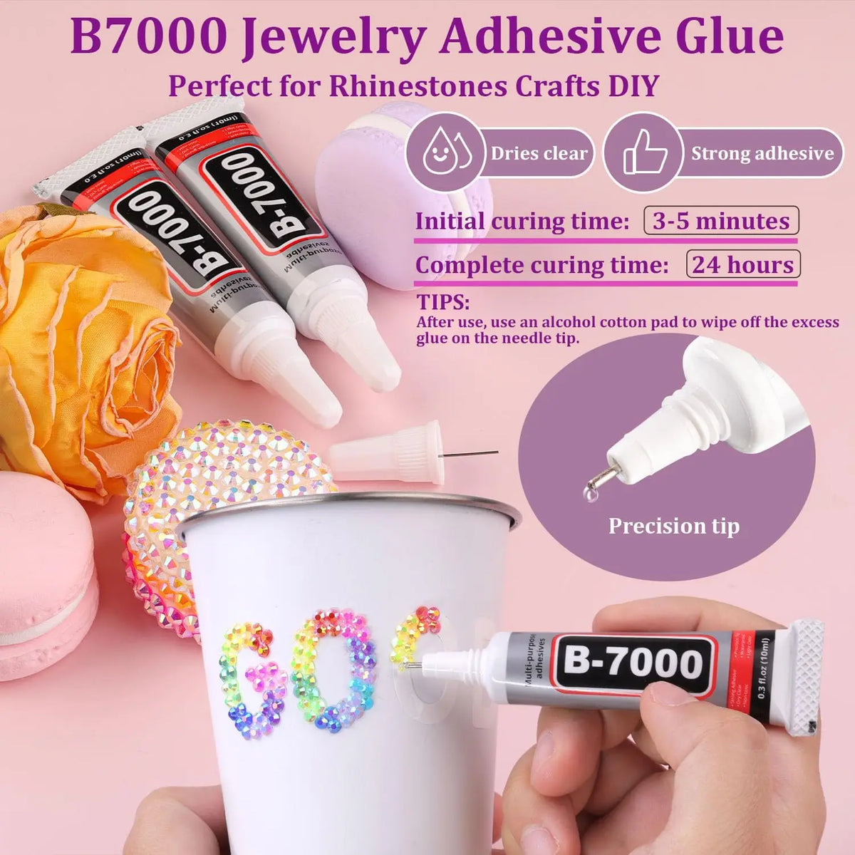 15 Colors Resin Jelly Rhinestones for Bedazzling, 3mm Flatback Gems Bedazzler Kit with 3Pcs 10ml B7000 Jewelry Glue for Nail Art