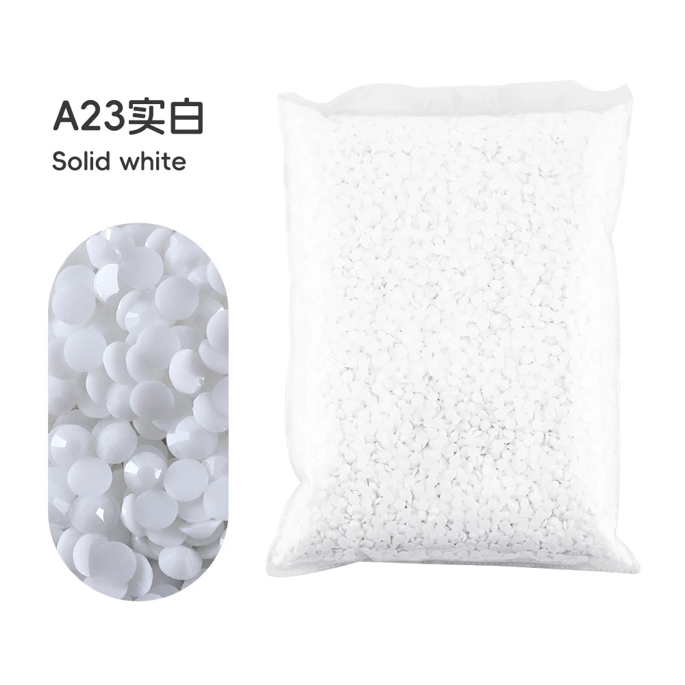 5 Sizes 2mm-6mm Jelly white AB Round Non Hotfix Glitter Bling Silver Flatback Rhinestones Glue On Beads Nailart Nail Gems Diy