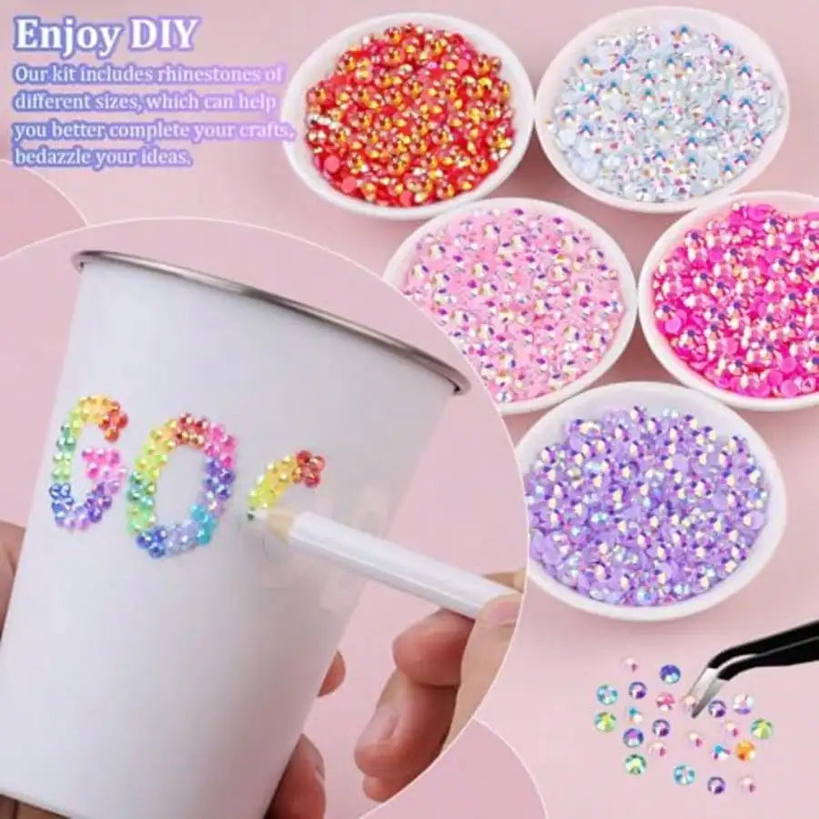 Bedazzling Kit 60 Colors Jelly Resin Rhinestones | 3mm Multicolor Flatback Gems for Crafting,Clothes Nail Diamond Art，Gifts