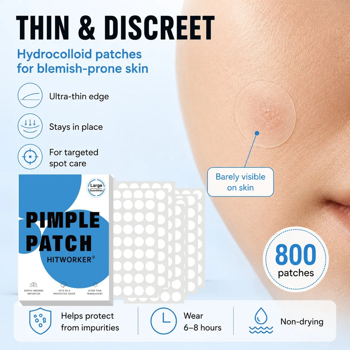 ClearSkin Hydrocolloid Pimple Patches – 800 Count