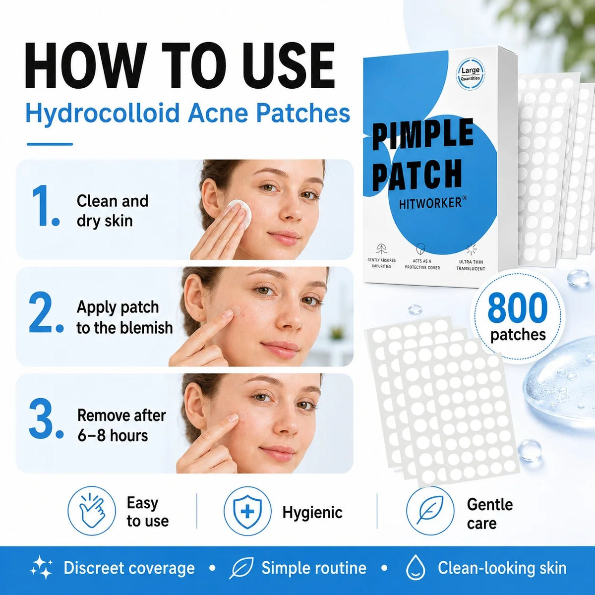 ClearSkin Hydrocolloid Pimple Patches – 800 Count