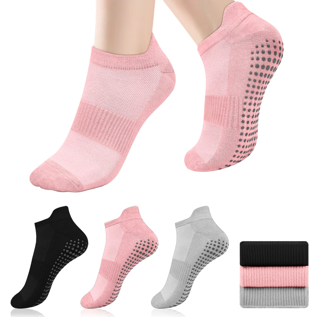 MUA 3-Pack Non-Slip Pilates Grip Socks