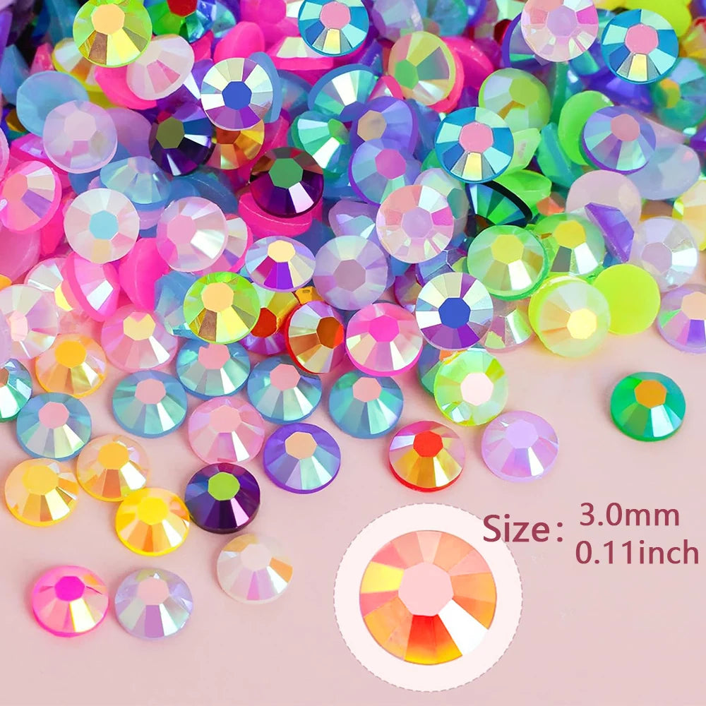 15 Colors Resin Jelly Rhinestones for Bedazzling, 3mm Flatback Gems Bedazzler Kit with 3Pcs 10ml B7000 Jewelry Glue for Nail Art