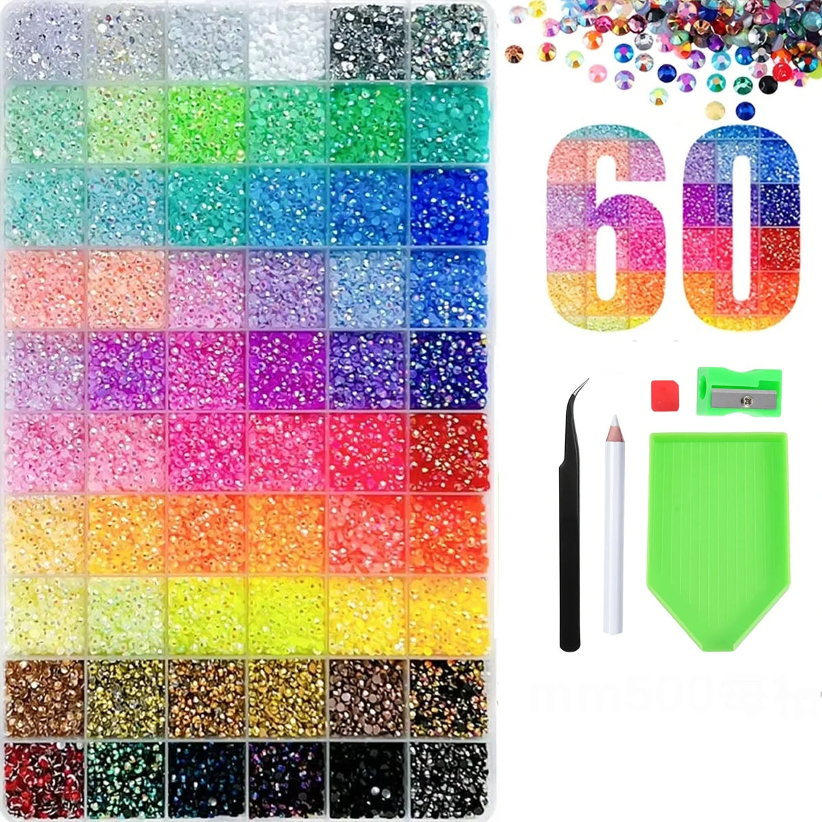 Bedazzling Kit 60 Colors Jelly Resin Rhinestones | 3mm Multicolor Flatback Gems for Crafting,Clothes Nail Diamond Art，Gifts