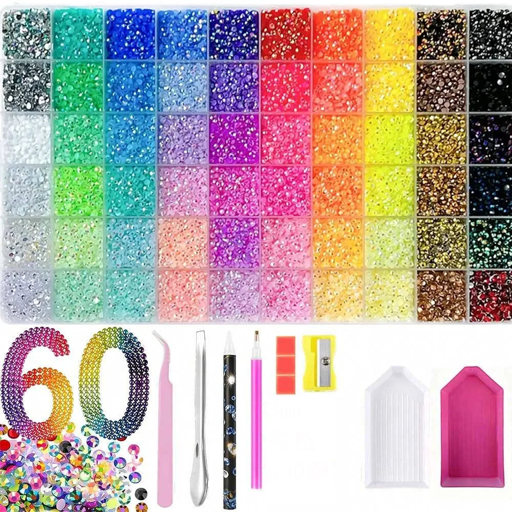 Bedazzling Kit 60 Colors Jelly Resin Rhinestones | 3mm Multicolor Flatback Gems for Crafting,Clothes Nail Diamond Art，Gifts