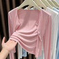 Women's Asymmetrical Button Cardigan, Long Sleeve Lightweight Shawl Collar Outwear, Black/White/Gray/Pink For Dress