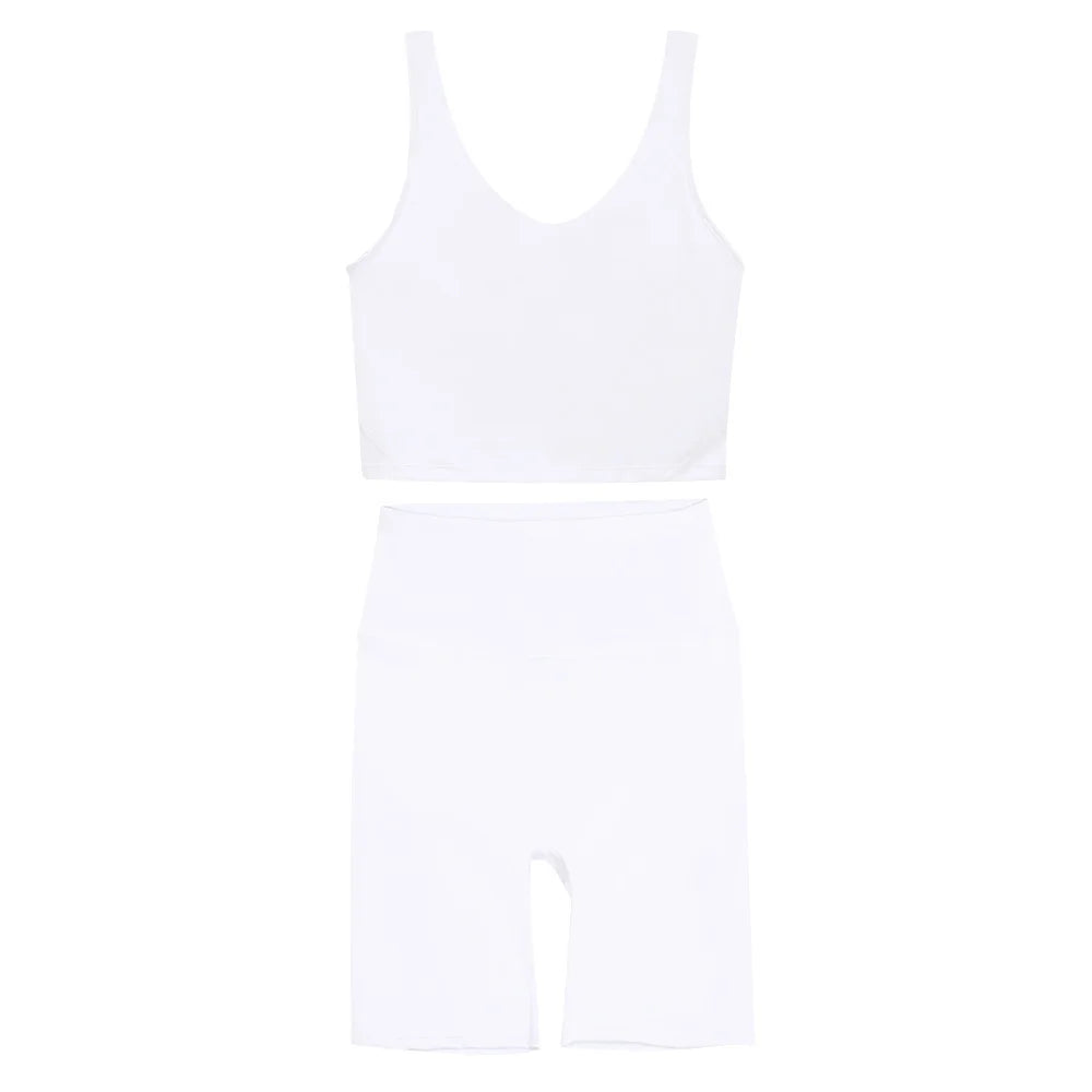 2026 Yoga Women's Bra With U-shaped Back Sets Fitness Running Summer Breathable Quick Drying Fixed Vest Five-point pants