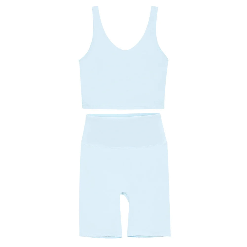 2026 Yoga Women's Bra With U-shaped Back Sets Fitness Running Summer Breathable Quick Drying Fixed Vest Five-point pants